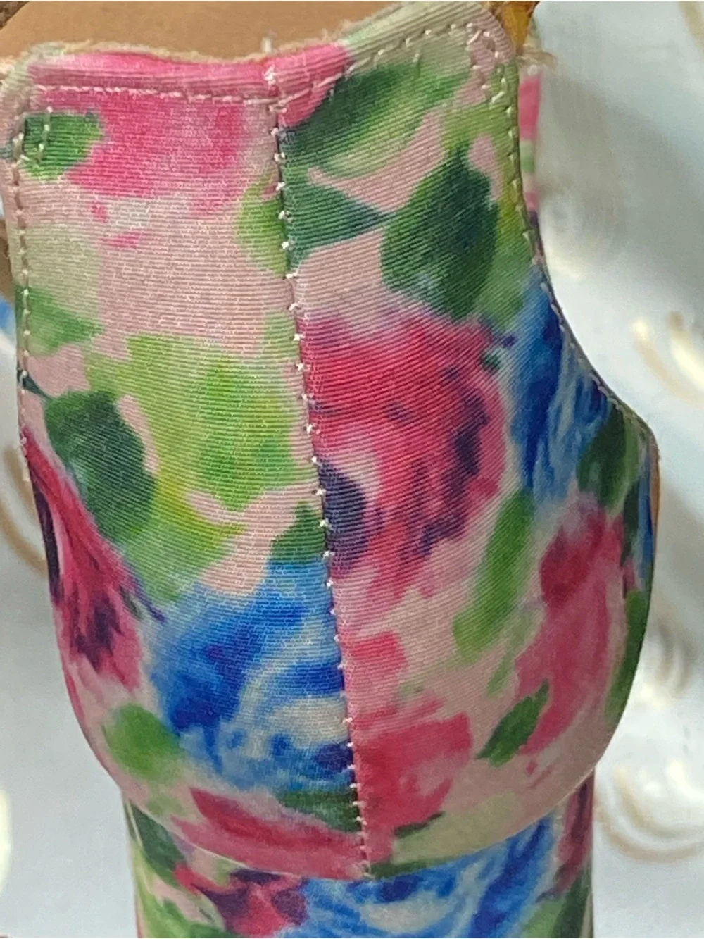 Brash Floral Multi-Color Block Heel Ankle-Strap Sandals